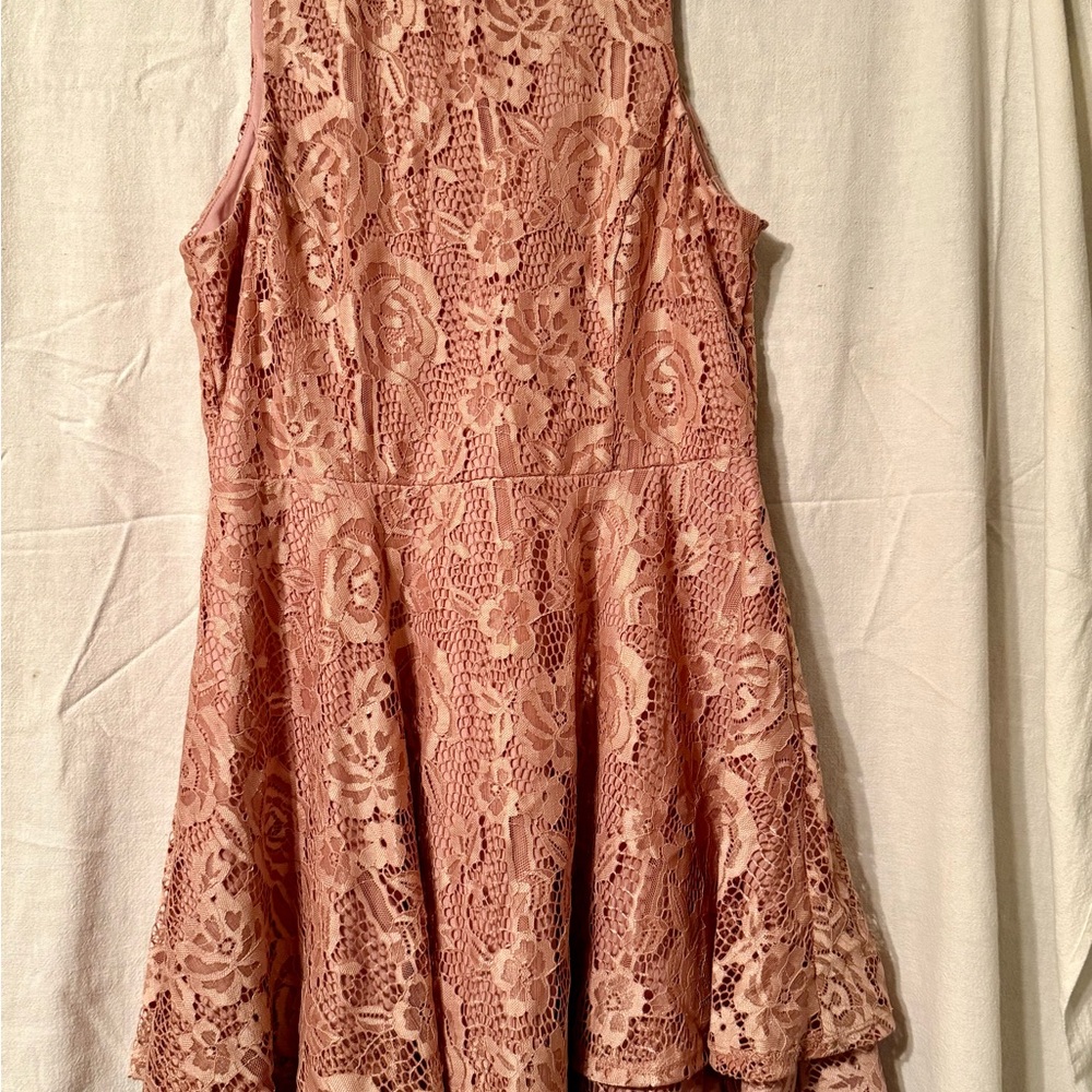 Kohl's Sleeveless Lace Mini Dress in Blush by Speechless.